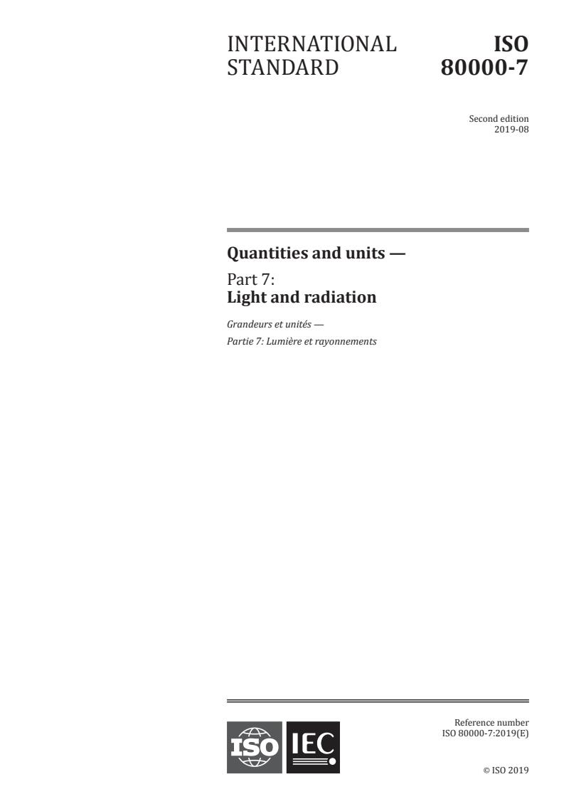 ISO 80000-7:2019 - Quantities and units - Part 7: Light and radiation