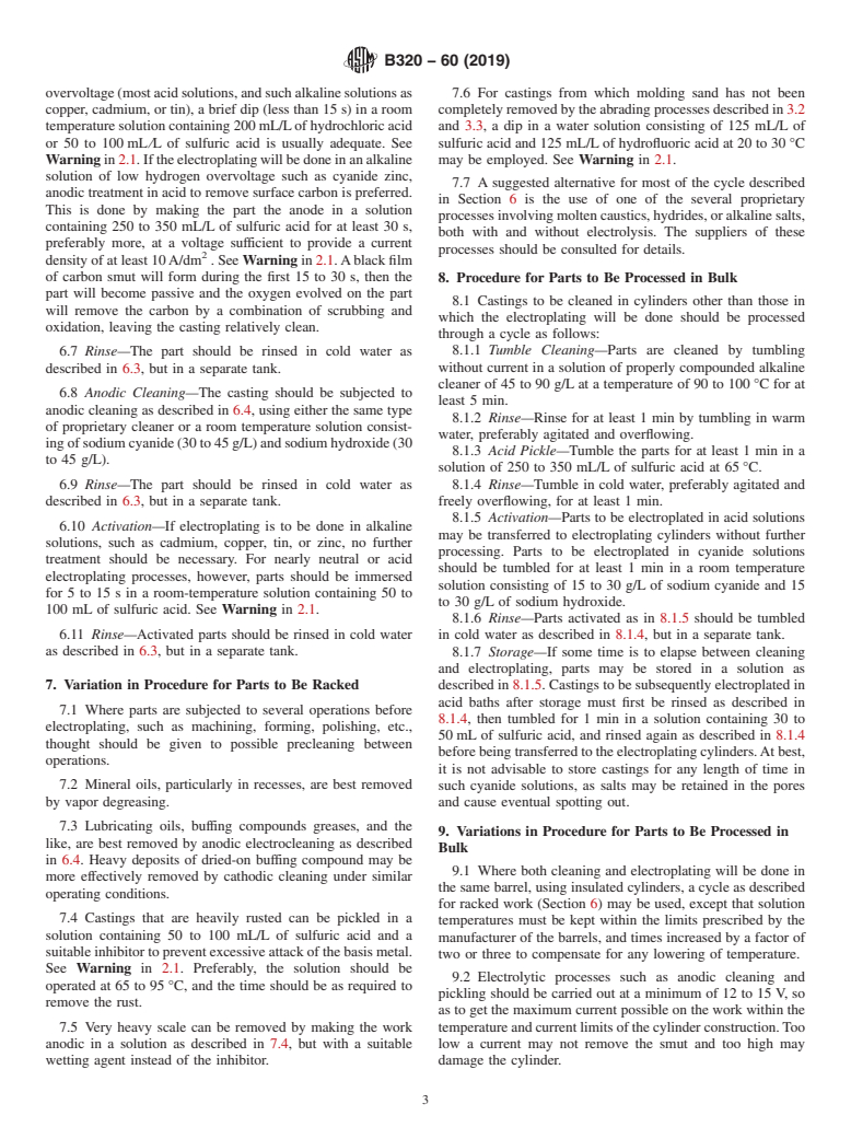 ASTM B320-60(2019) - Standard Practice for  Preparation of Iron Castings for Electroplating