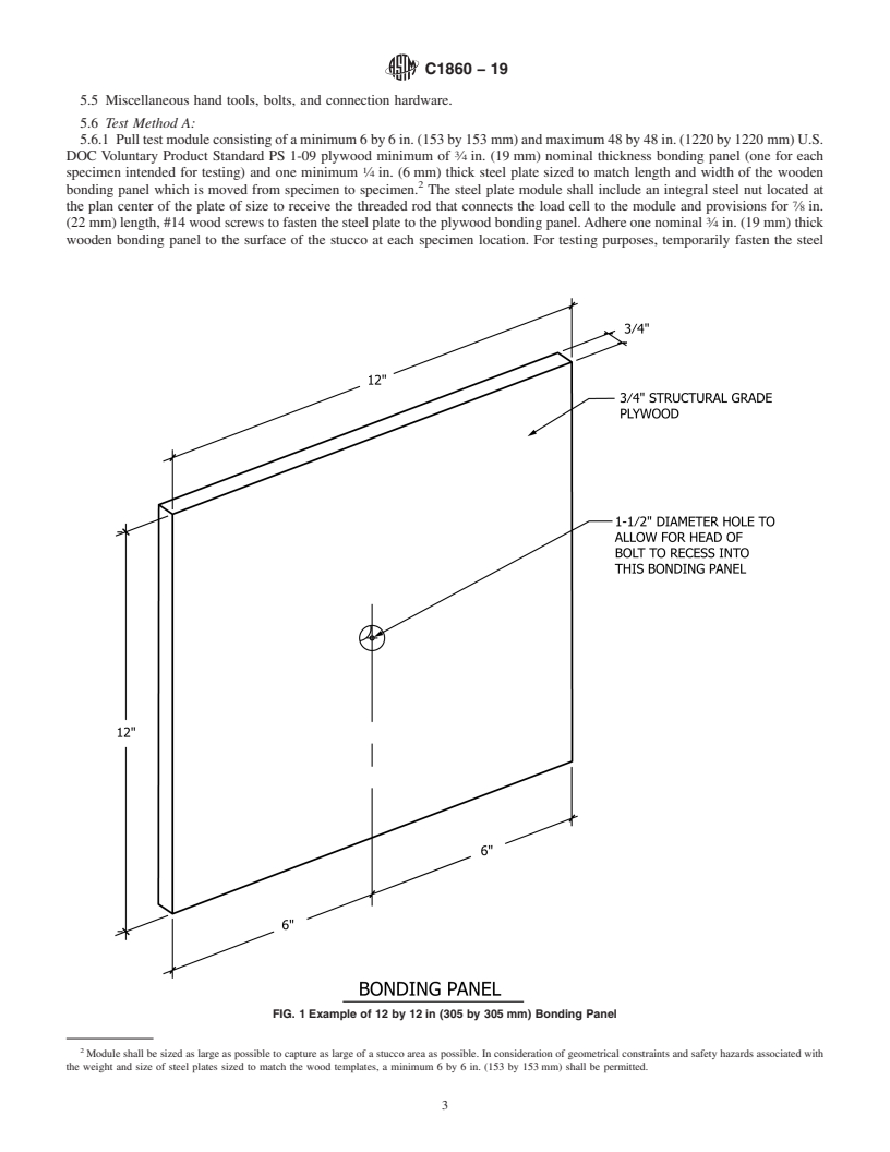 REDLINE ASTM C1860-19 - Standard Test Methods for Measurement of Tensile Strength or Bond Strength of Portland  Cement-Based Plaster by Direct Tension