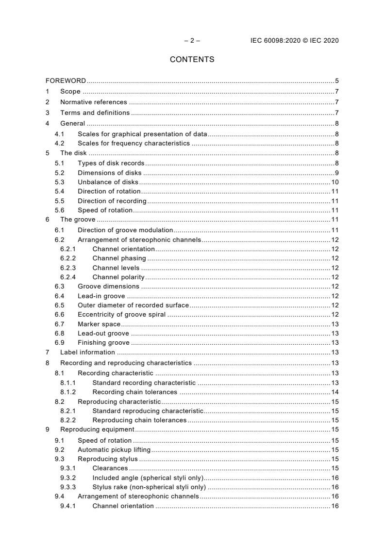 IEC 60098:2020 IEC 60098:2020 - Analogue audio disk records and reproducing equipment - Page 4 preview