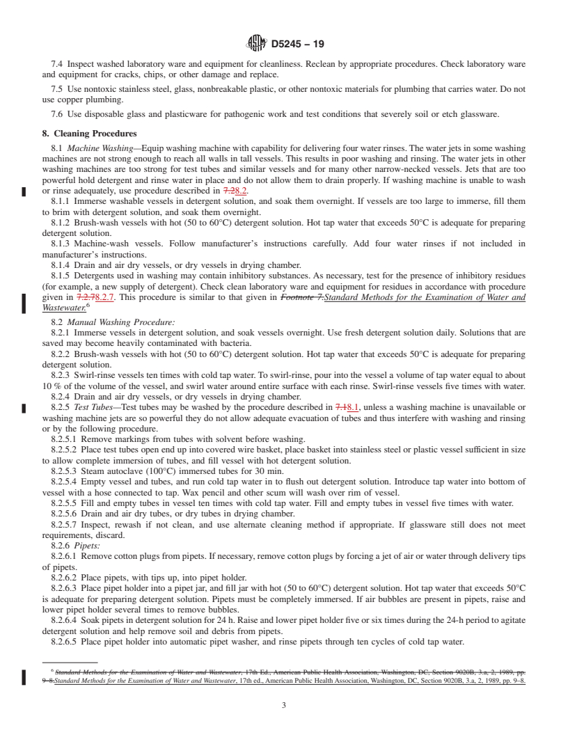 REDLINE ASTM D5245-19 - Standard Practice for  Cleaning Laboratory Glassware, Plasticware, and Equipment Used  in Microbiological Analyses