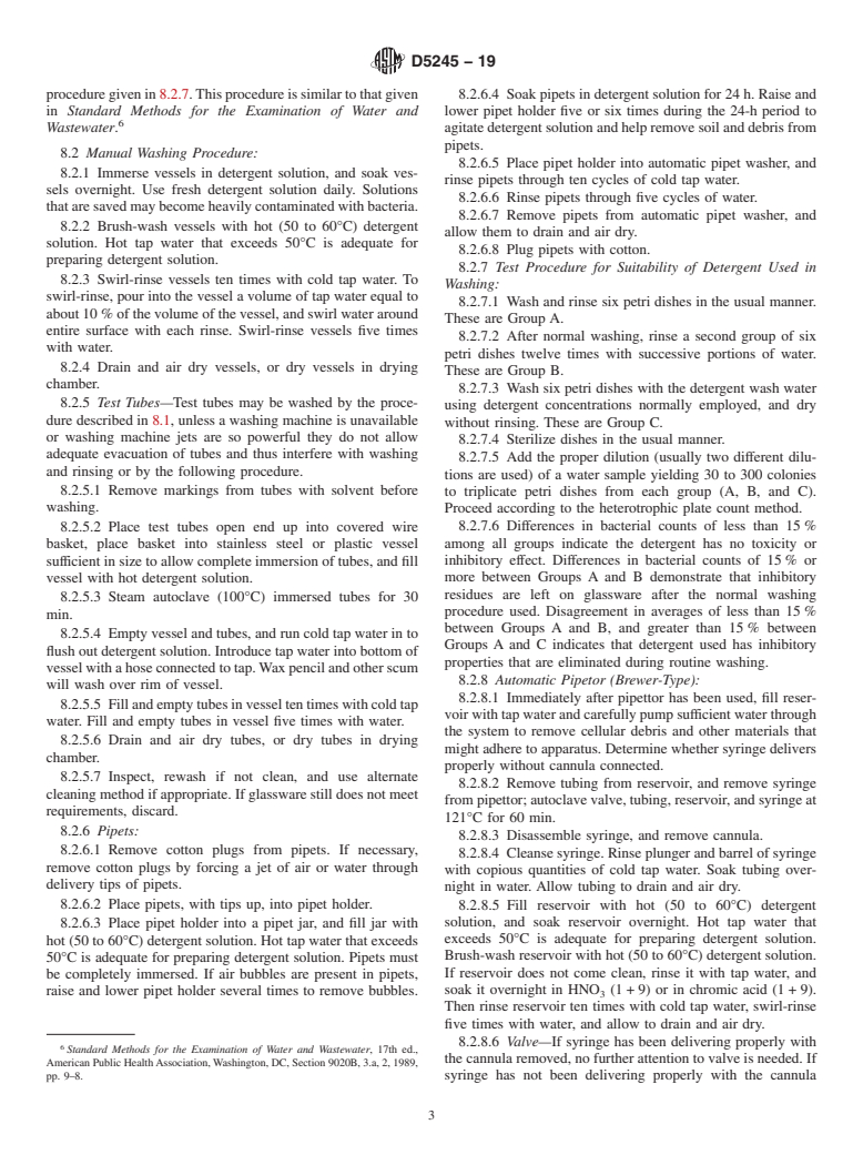 ASTM D5245-19 - Standard Practice for  Cleaning Laboratory Glassware, Plasticware, and Equipment Used  in Microbiological Analyses