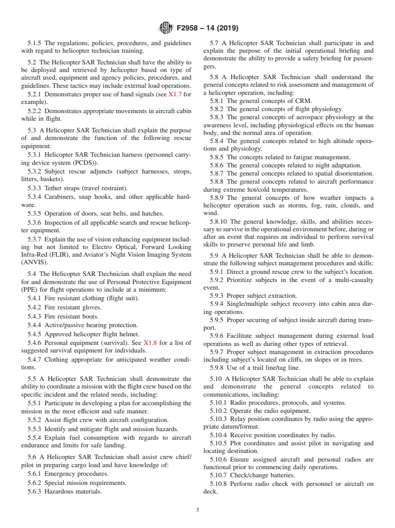 ASTM F2958-14(2019) - Standard Guide for Helicopter Inland Search and Rescue (SAR) Technician