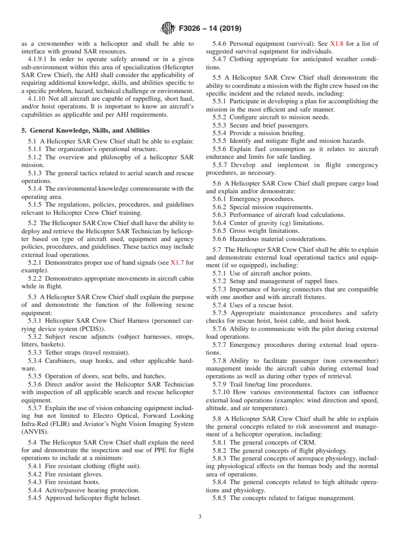 ASTM F3026-14(2019) - Standard Guide for Helicopter Inland Search and Rescue (SAR) Crew Chief