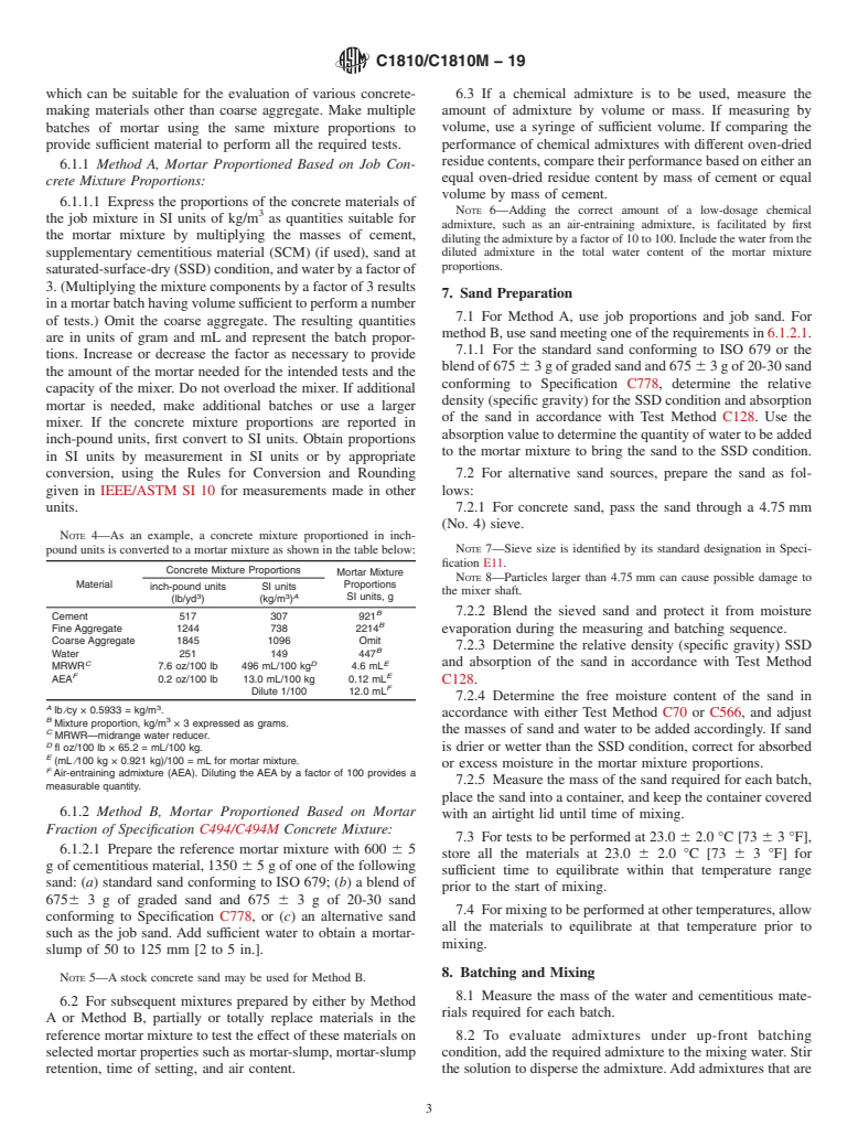 ASTM C1810/C1810M-19 - Standard Guide for Comparing Performance of Concrete-Making Materials Using Mortar  Mixtures