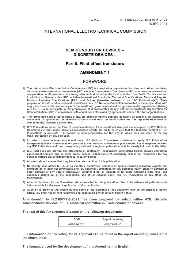 IEC 60747-8:2010/AMD1:2021 IEC 60747-8:2010/AMD1:2021 - Amendment 1 - Semiconductor devices - Discrete devices - Part 8: Field-effect transistors - Page 4 preview