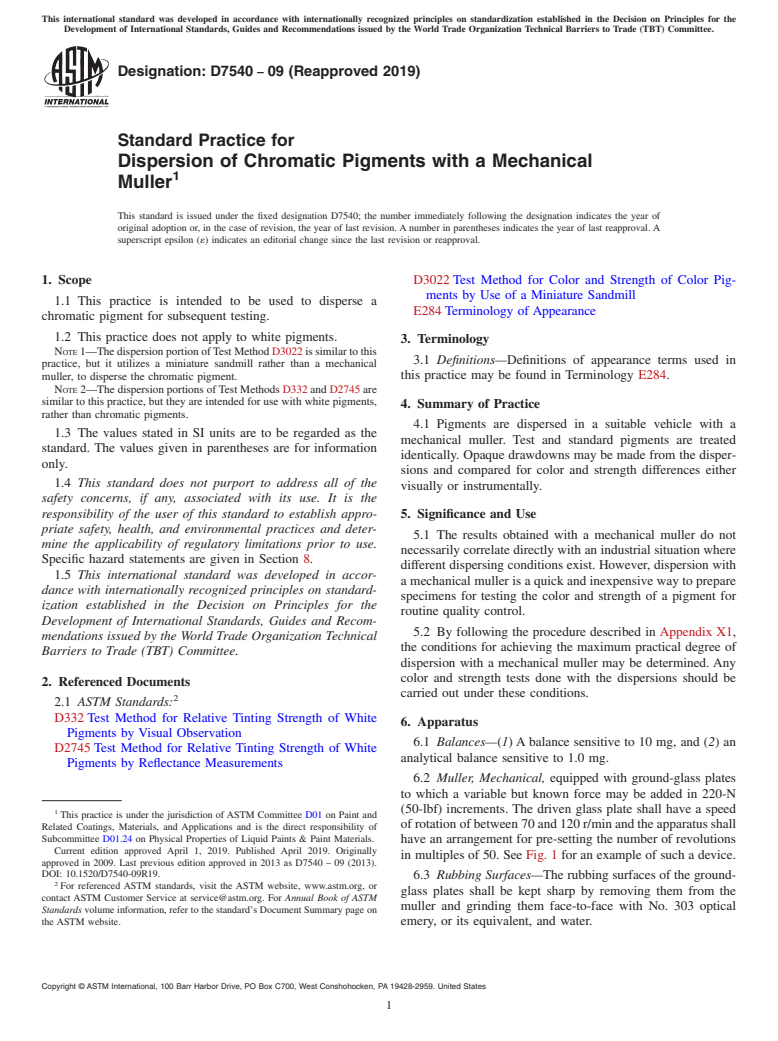 ASTM D7540-09(2019) - Standard Practice for Dispersion of Chromatic Pigments with a Mechanical Muller