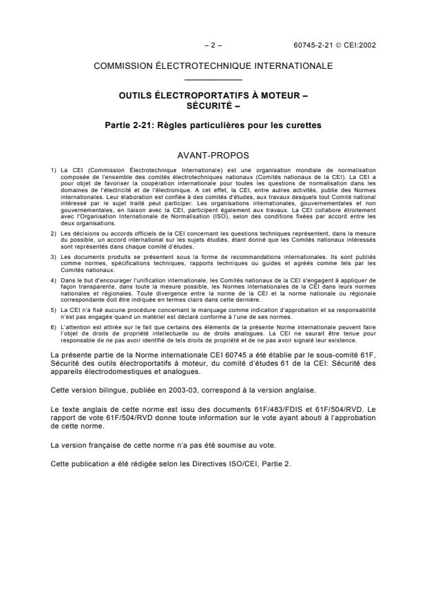 IEC 60745-2-21:2002 IEC 60745-2-21:2002 - Hand-held motor-operated electric tools - Safety - Part 2-21: Particular requirements for drain cleaners - Page 4 preview