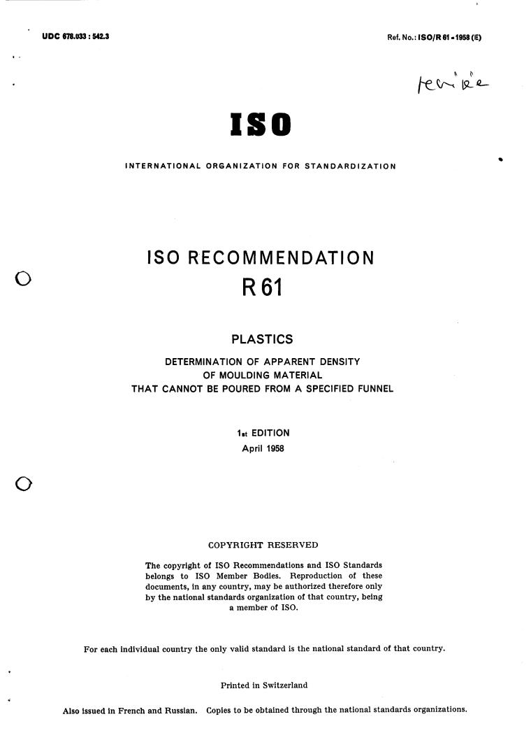ISO/R 61:1958 - Title missing - Legacy paper document
Released:1/1/1958