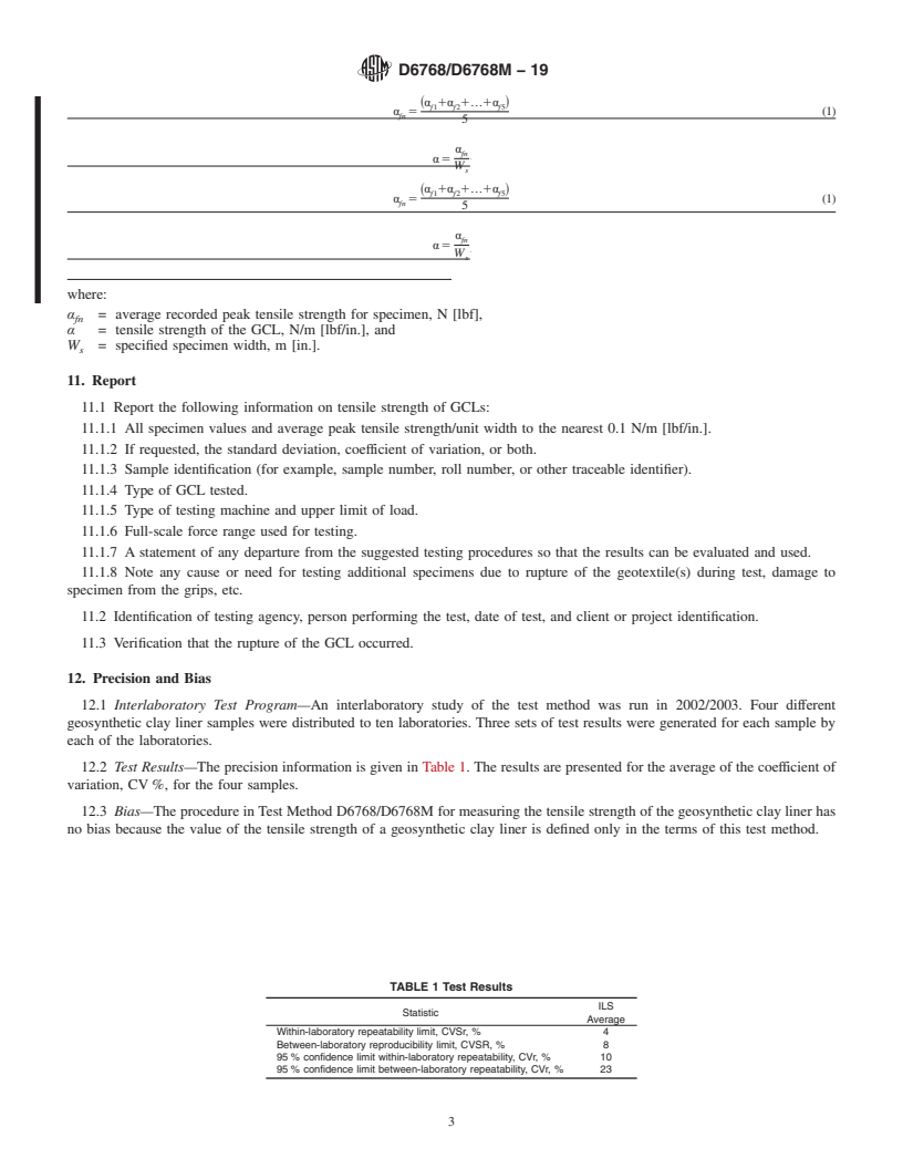 REDLINE ASTM D6768/D6768M-19 - Standard Test Method for Tensile Strength of Geosynthetic Clay Liners