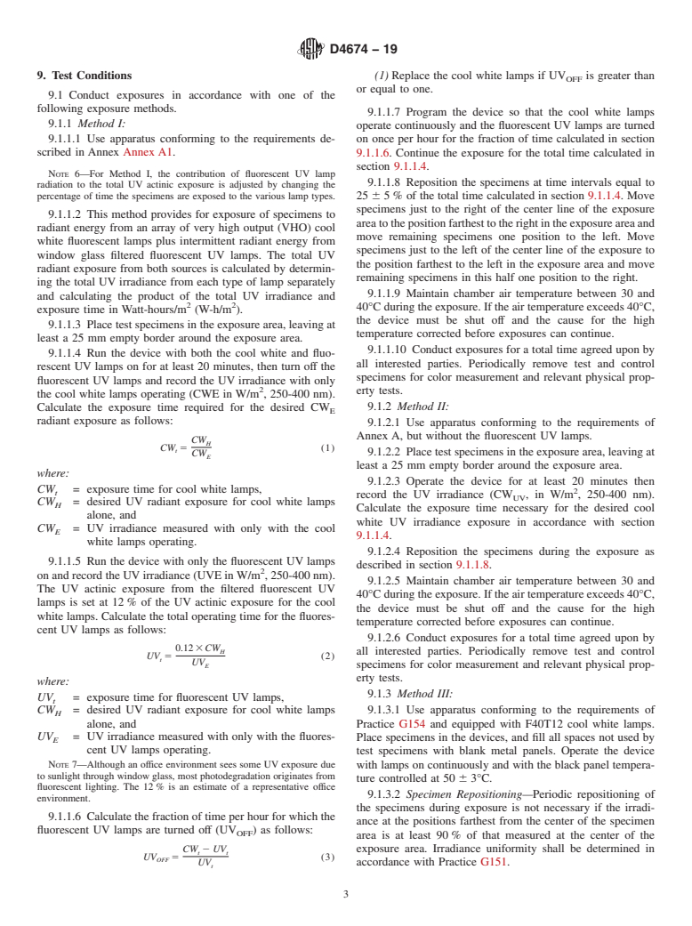 ASTM D4674-19 - Standard Practice for  Accelerated Testing for Color Stability of Plastics Exposed  to Indoor Office Environments