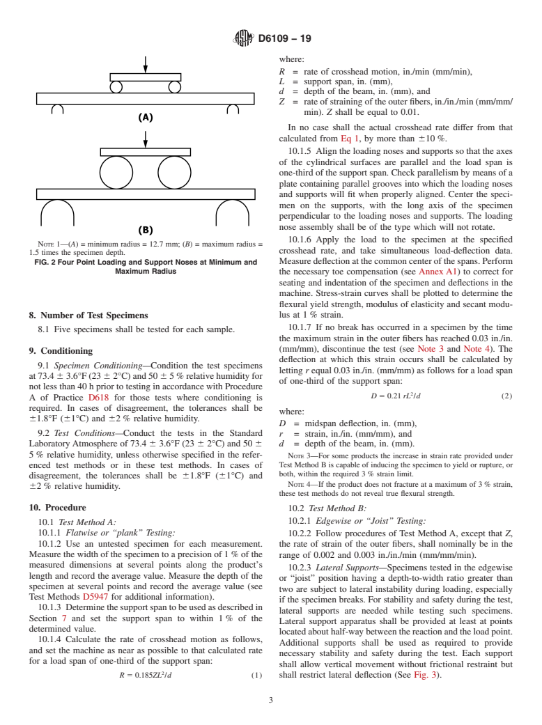 ASTM D6109-19 - Standard Test Methods for  Flexural Properties of Unreinforced and Reinforced Plastic  Lumber and Related Products