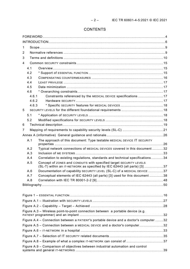 IEC TR 60601-4-5:2021 IEC TR 60601-4-5:2021 - Medical electrical equipment - Part 4-5: Guidance and interpretation - Safety-related technical security specifications - Page 4 preview
