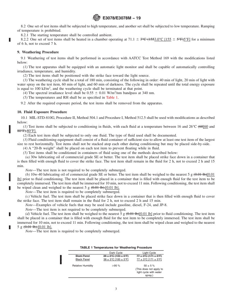 REDLINE ASTM E3078/E3078M-19 - Standard Practice for Conditioning of Hard Armor Test Items