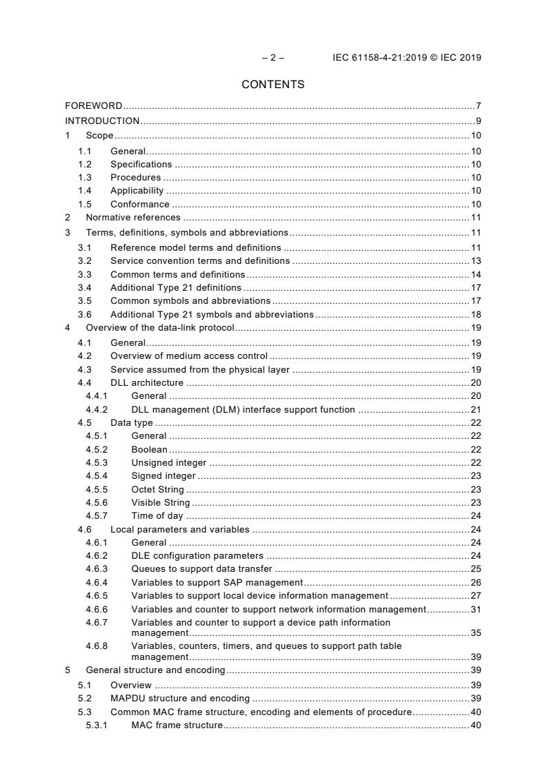 IEC 61158-4-21:2019 IEC 61158-4-21:2019 - Industrial communication networks - Fieldbus specifications - Part 4-21: Data-link layer protocol specification - Type 21 elements - Page 4 preview