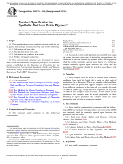 ASTM D3721-05(2019) ASTM D3721-05(2019) - Standard Specification for Synthetic Red Iron Oxide Pigment - Page 1 preview