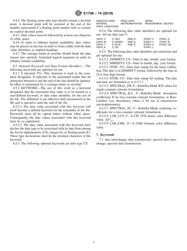 ASTM E1708-14(2019) - Standard Practice for Electronic Interchange of Color and Appearance Data