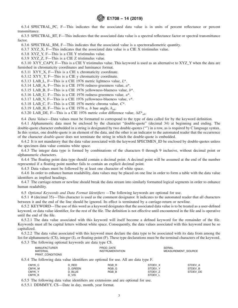 REDLINE ASTM E1708-14(2019) - Standard Practice for Electronic Interchange of Color and Appearance Data