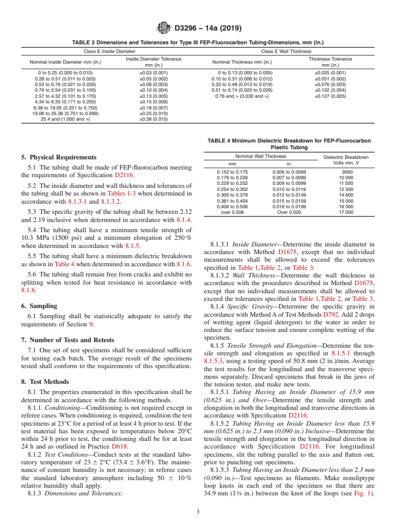 ASTM D3296-14a(2019) - Standard Specification for  FEP-Fluorocarbon Tube