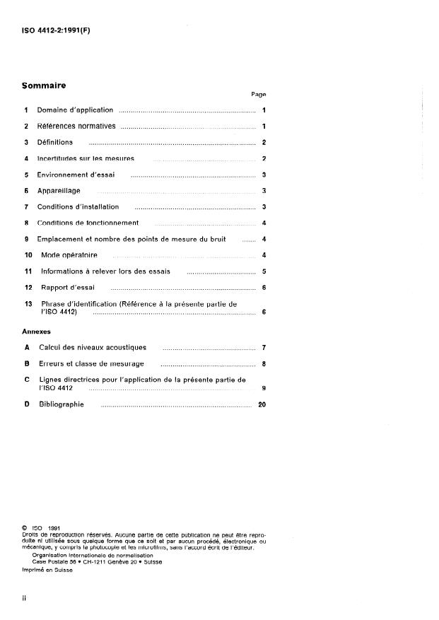 ISO 4412-2:1991 ISO 4412-2:1991 - Transmissions hydrauliques -- Code d'essai pour la détermination du niveau de bruit aérien - Page 2 preview