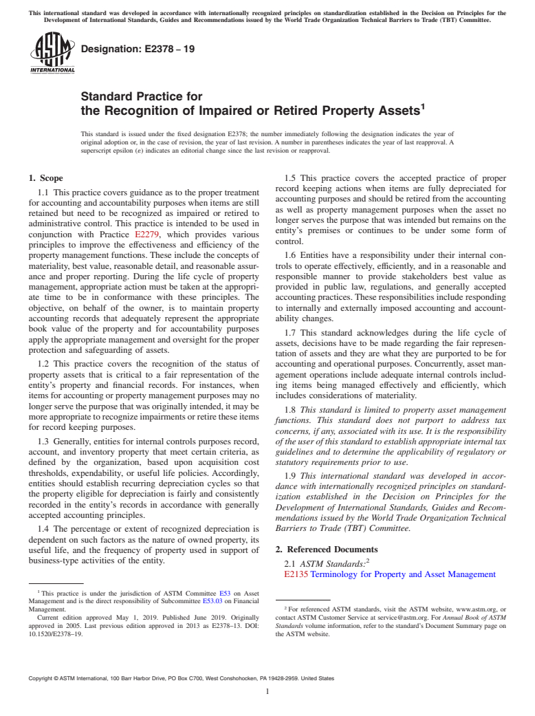 ASTM E2378-19 - Standard Practice for the Recognition of Impaired or Retired Property Assets