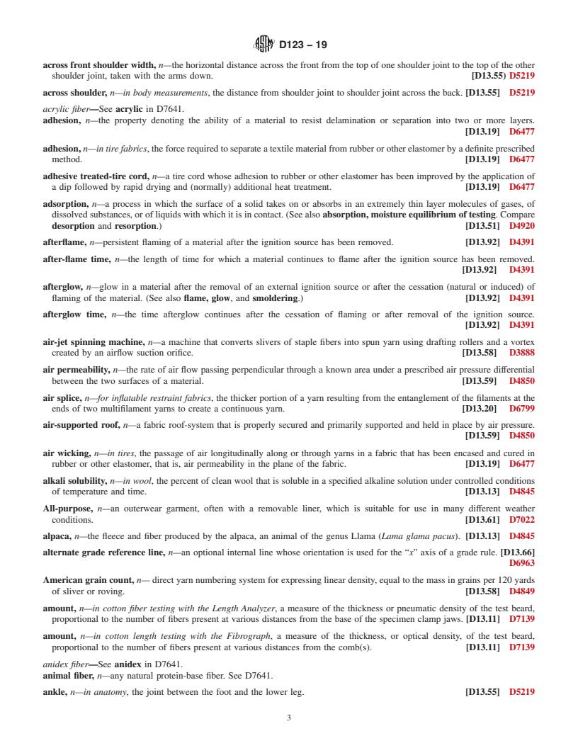 REDLINE ASTM D123-19 - Standard Terminology Relating to  Textiles