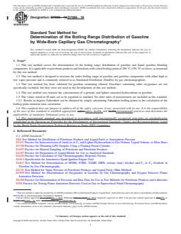 ASTM D7096-19 REDLINE ASTM D7096-19 - Standard Test Method for Determination of the Boiling Range Distribution of Gasoline by Wide-Bore Capillary Gas Chromatography - Page 1 preview