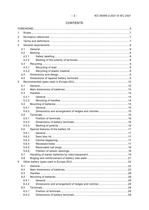IEC 60095-2:2021 IEC 60095-2:2021 - Lead-acid starter batteries - Part 2: Dimensions of batteries and dimensions and marking of terminals - Page 4 preview