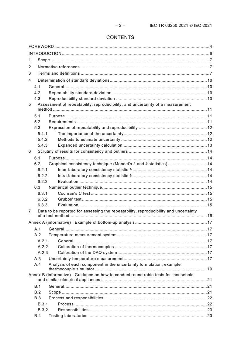 IEC TR 63250:2021 IEC TR 63250:2021 - Household and similar electrical appliances - Method for measuring performance - Assessment of repeatability, reproducibility and uncertainty - Page 4 preview