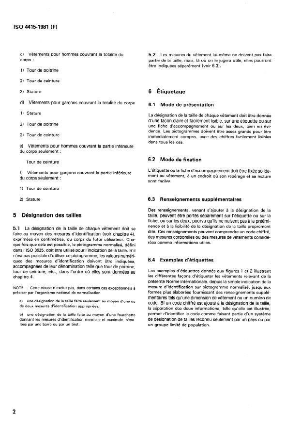 ISO 4415:1981 ISO 4415:1981 - Désignation des tailles de vetements -- Sous-vetements, vetements de nuit et chemises pour hommes et garçons - Page 4 preview