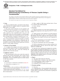 ASTM F1080-93(2019) ASTM F1080-93(2019) - Standard Test Method for Determining the Consistency of Viscous Liquids Using a Consistometer - Page 1 preview