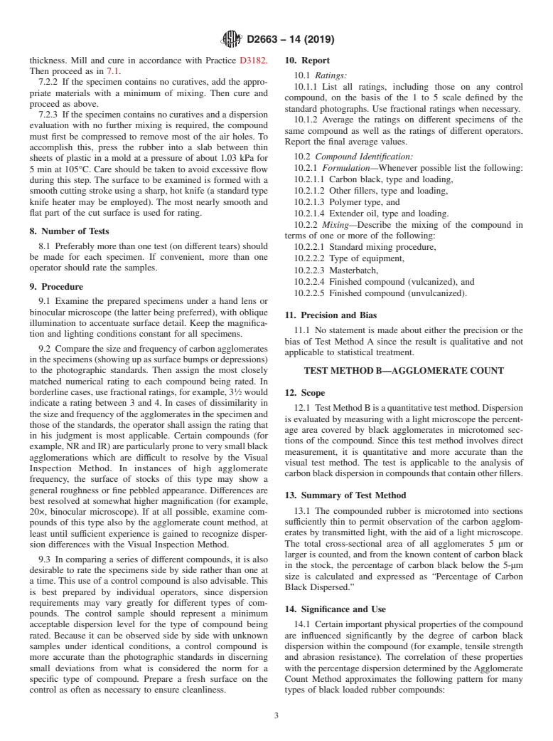 ASTM D2663-14(2019) - Standard Test Methods for  Carbon Black&#x2014;Dispersion in Rubber