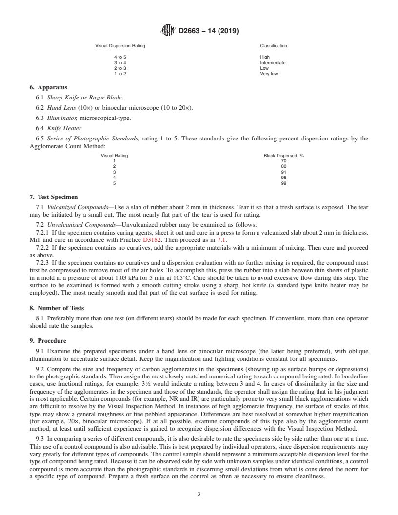 REDLINE ASTM D2663-14(2019) - Standard Test Methods for  Carbon Black&#x2014;Dispersion in Rubber