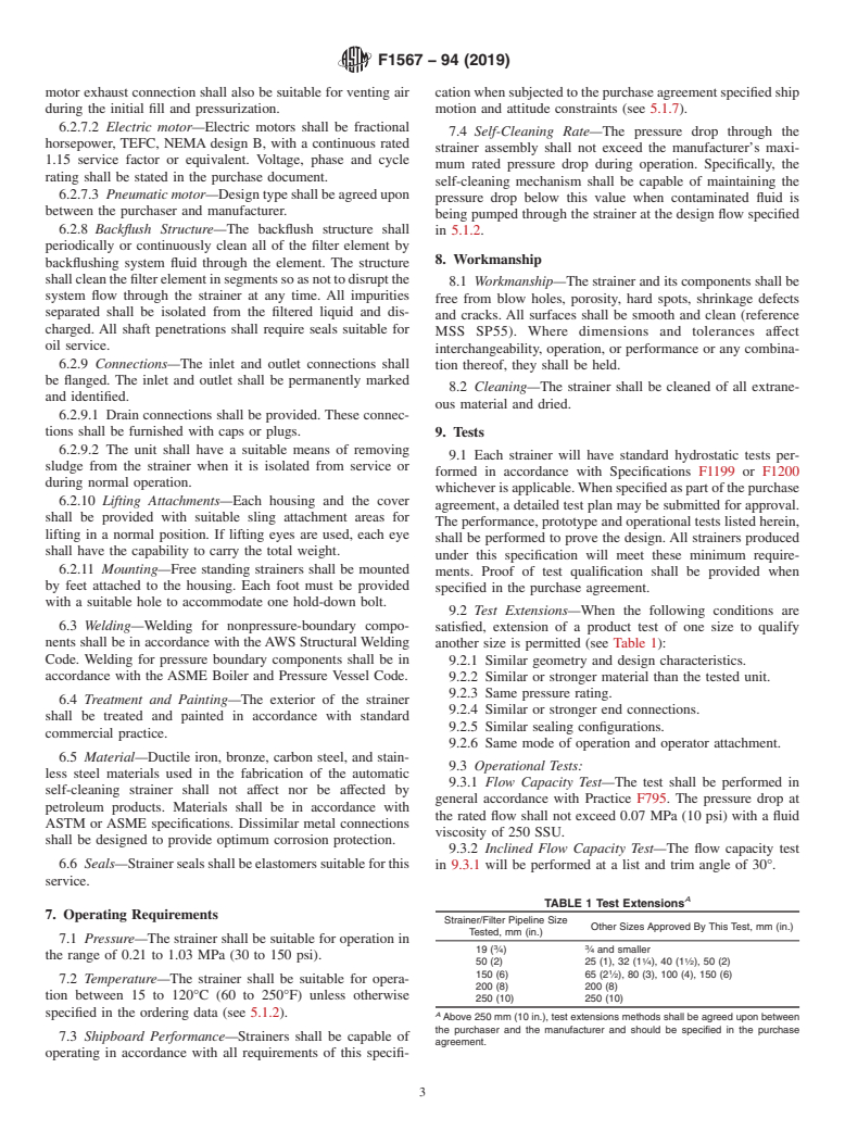 ASTM F1567-94(2019) - Standard Specification for  Fabricated or Cast Automatic Self-Cleaning, Fuel Oil and Lubricating  Oil Strainers