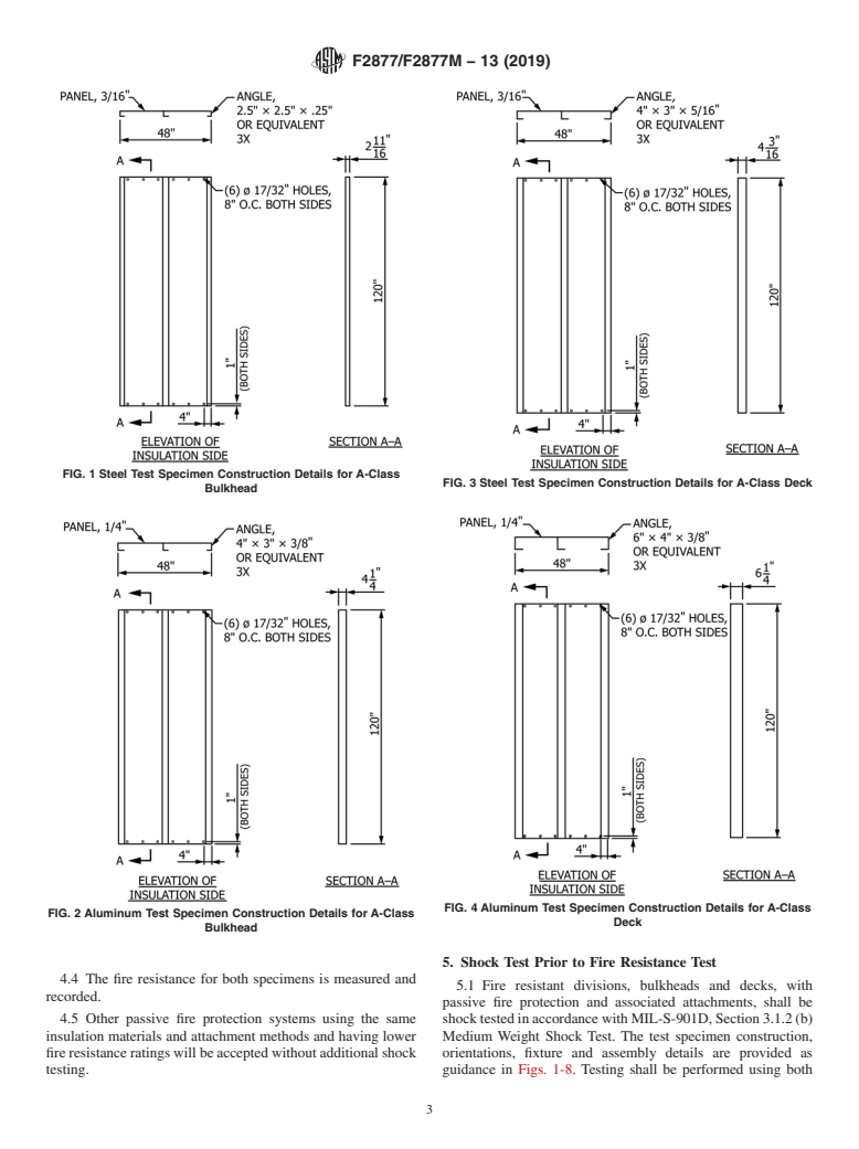 ASTM F2877/F2877M-13(2019) - Standard Test Method for  Shock Testing of Structural Insulation of A-Class Divisions Constructed of Steel or Aluminum