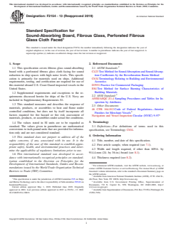 ASTM F2154-13(2019) ASTM F2154-13(2019) - Standard Specification for Sound-Absorbing Board, Fibrous Glass, Perforated Fibrous Glass Cloth Faced - Page 1 preview