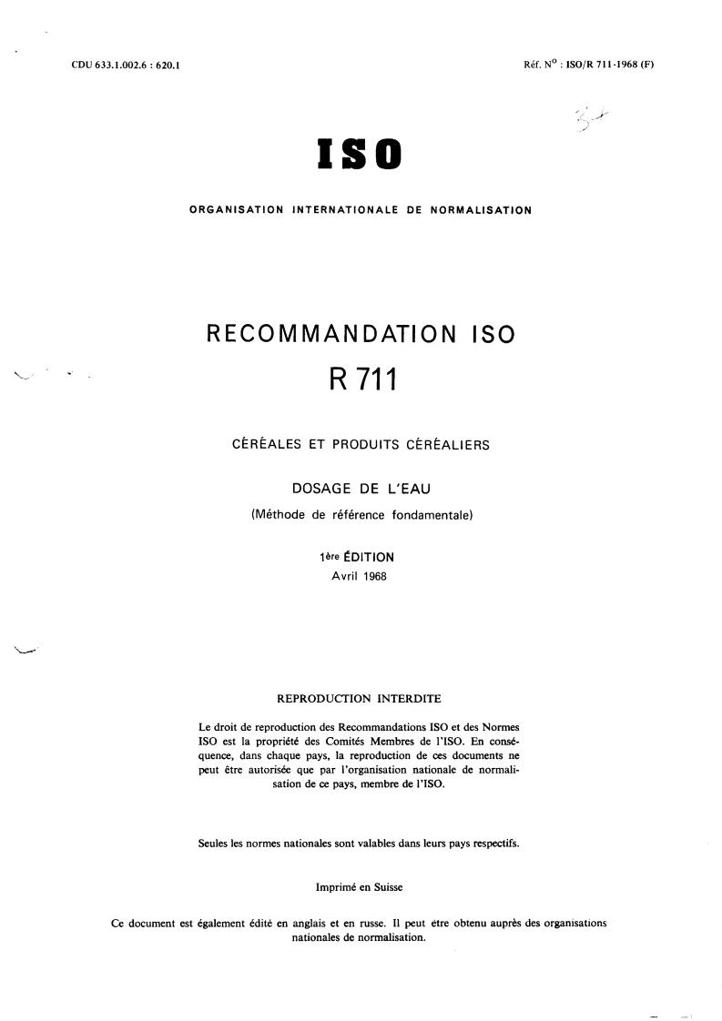 ISO/R 711:1968 - Title missing - Legacy paper document
Released:1/1/1968
