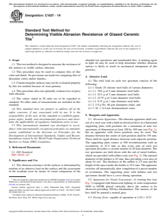 ASTM C1027-19 ASTM C1027-19 - Standard Test Method for Determining Visible Abrasion Resistance of Glazed Ceramic Tile - Page 1 preview