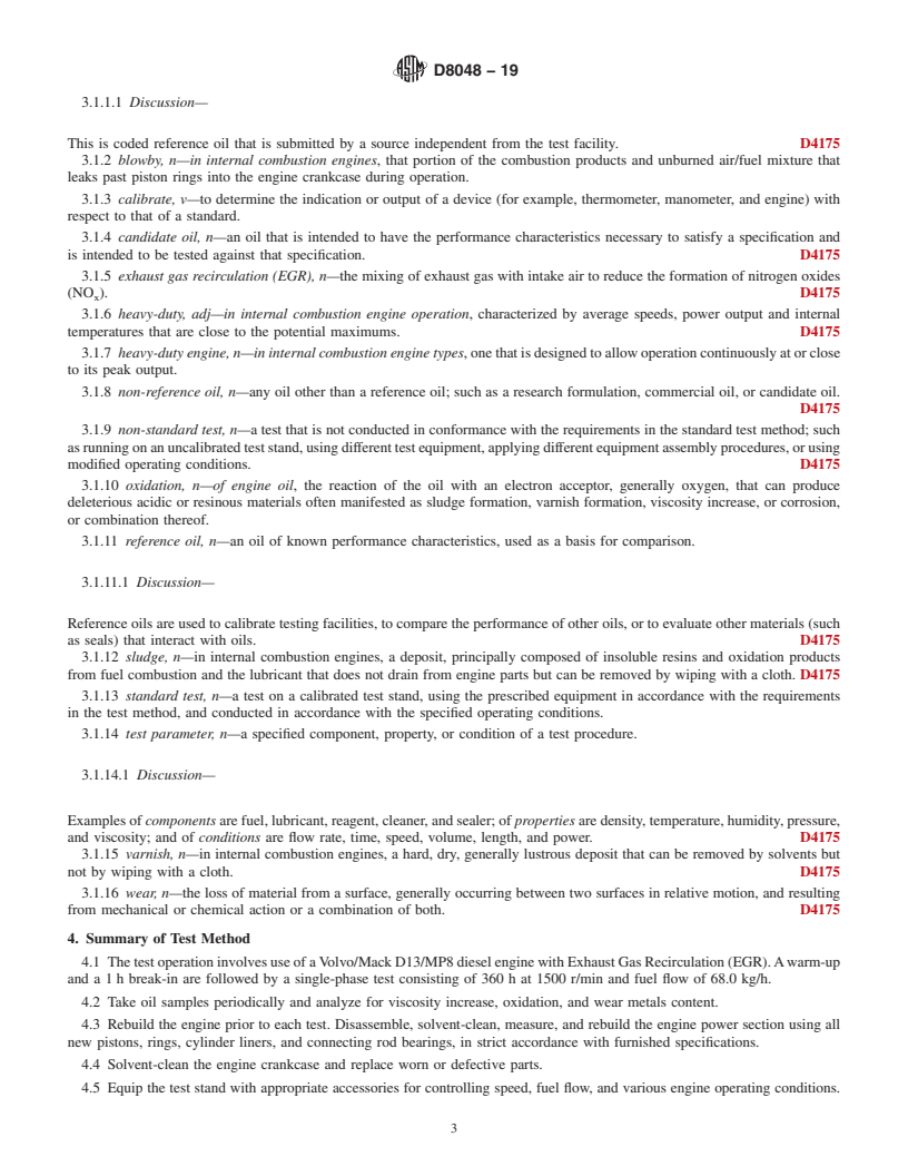 REDLINE ASTM D8048-19 - Standard Test Method for Evaluation of Diesel Engine Oils in T-13 Diesel Engine