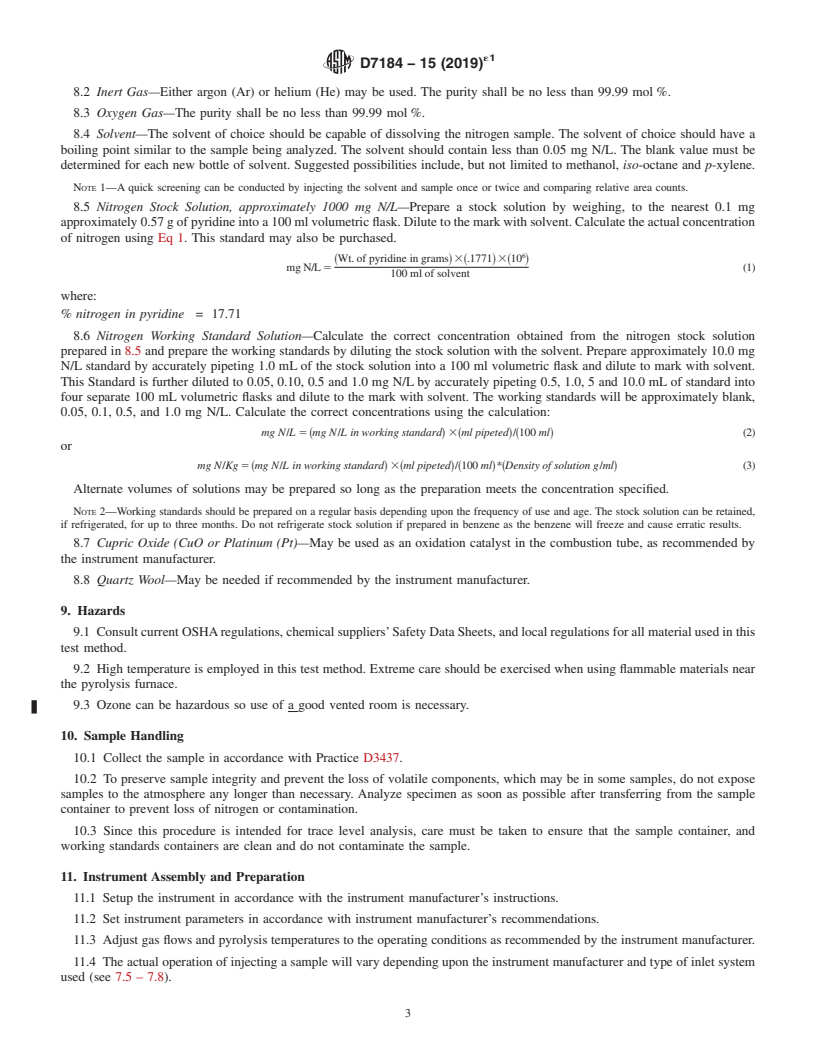 REDLINE ASTM D7184-15(2019)e1 - Standard Test Method for Ultra Low Nitrogen in Aromatic Hydrocarbons by Oxidative Combustion  and Reduced Pressure Chemiluminescence Detection