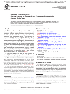 ASTM D130-19 ASTM D130-19 - Standard Test Method for Corrosiveness to Copper from Petroleum Products by Copper Strip Test - Page 1 preview