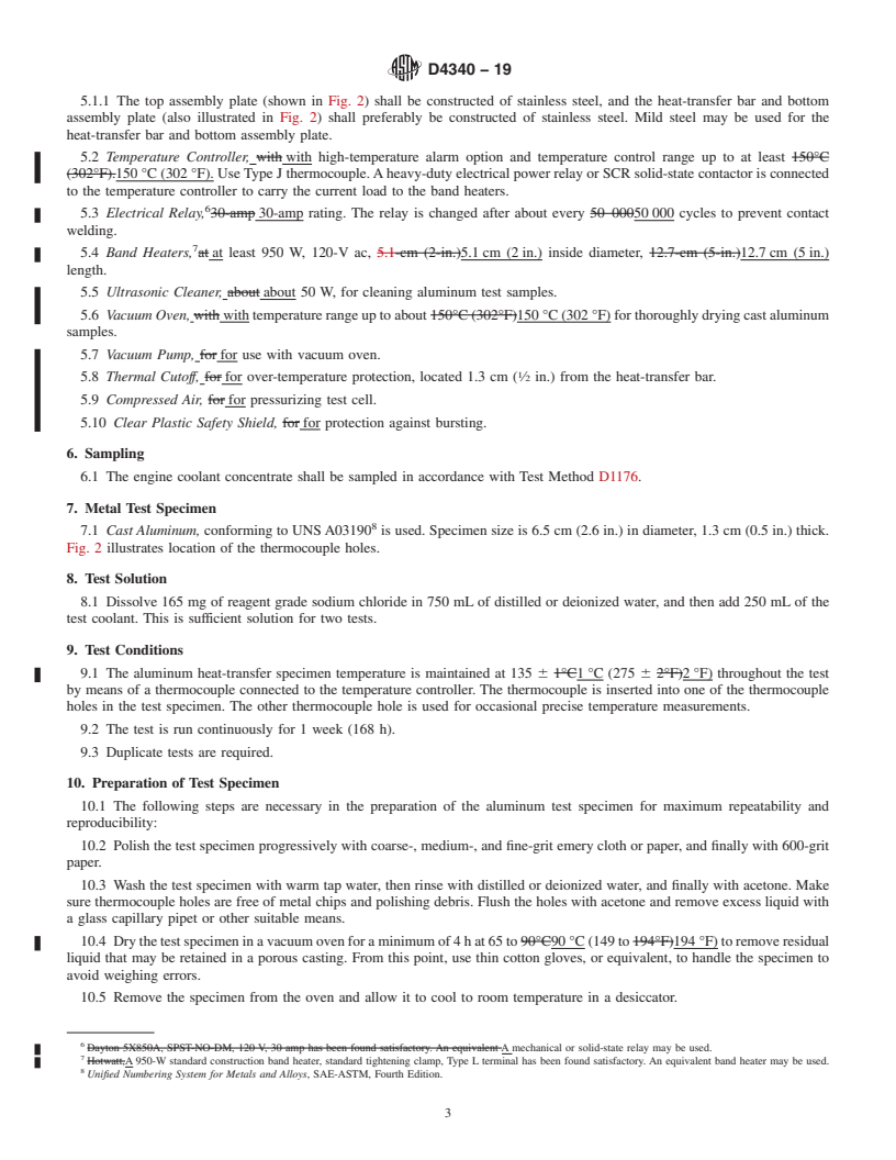 REDLINE ASTM D4340-19 - Standard Test Method for Corrosion of Cast Aluminum Alloys in Engine Coolants Under  Heat-Rejecting Conditions