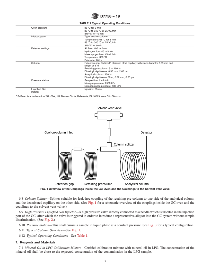REDLINE ASTM D7756-19 - Standard Test Method for Residues in Liquefied Petroleum (LP) Gases by Gas Chromatography  with Liquid, On-Column Injection