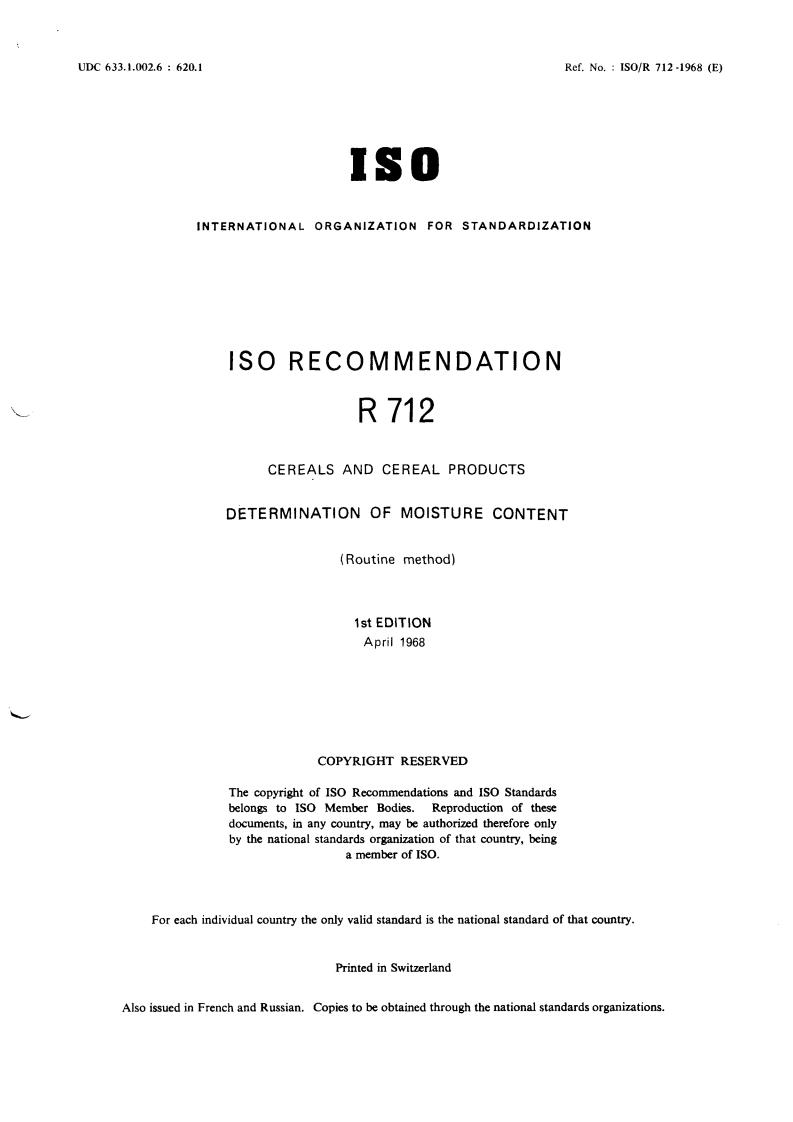 ISO/R 712:1968 - Title missing - Legacy paper document
Released:1/1/1968
