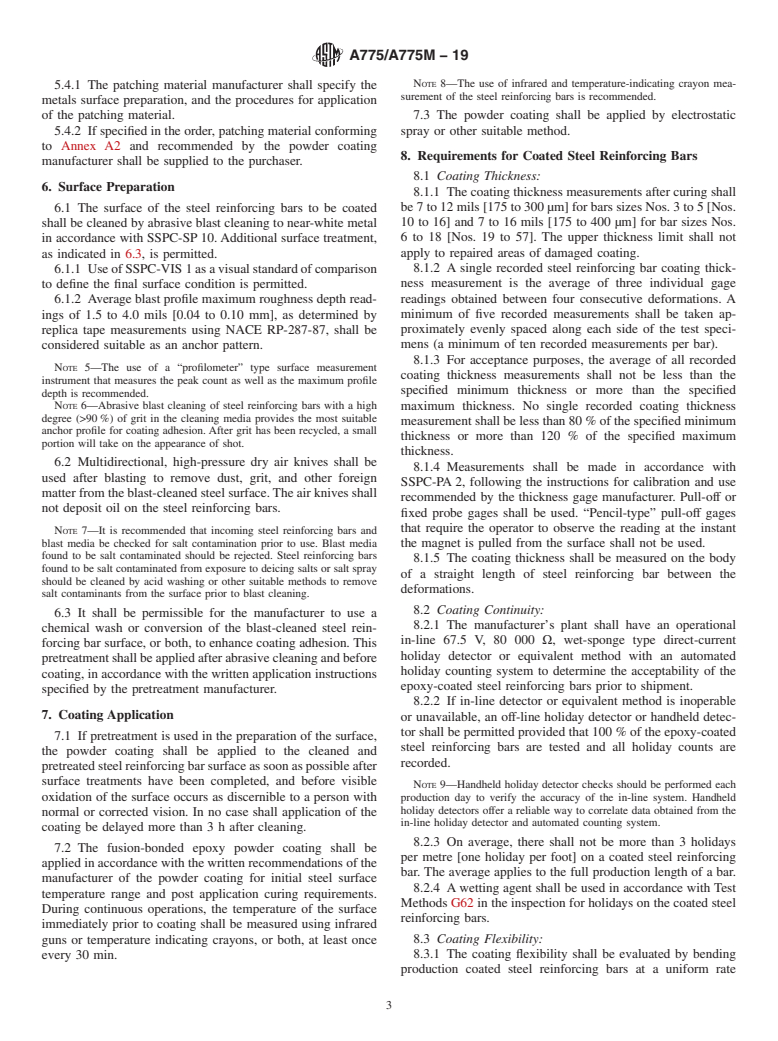 ASTM A775/A775M-19 - Standard Specification for  Epoxy-Coated Steel Reinforcing Bars