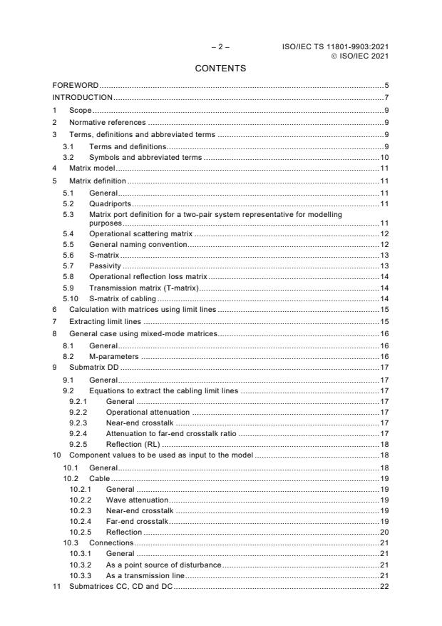 ISO/IEC TS 11801-9903:2021 ISO/IEC TS 11801-9903:2021 - Information technology - Generic cabling for customer premises - Part 9903: Matrix modelling of channels and links - Page 4 preview