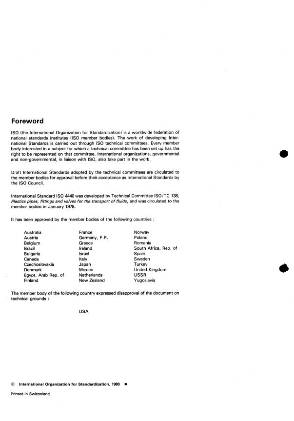 ISO 4440:1980 ISO 4440:1980 - Polyethylene (PE) pipes and fittings -- Determination of melt flow rate - Page 2 preview