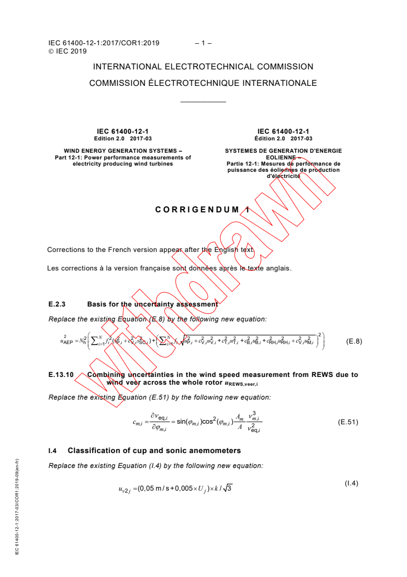 IEC 61400-12-1:2017/COR1:2019 - Corrigendum 1 - Wind energy generation systems - Part 12-1: Power performance measurements of electricity producing wind turbines
Released:9/24/2019