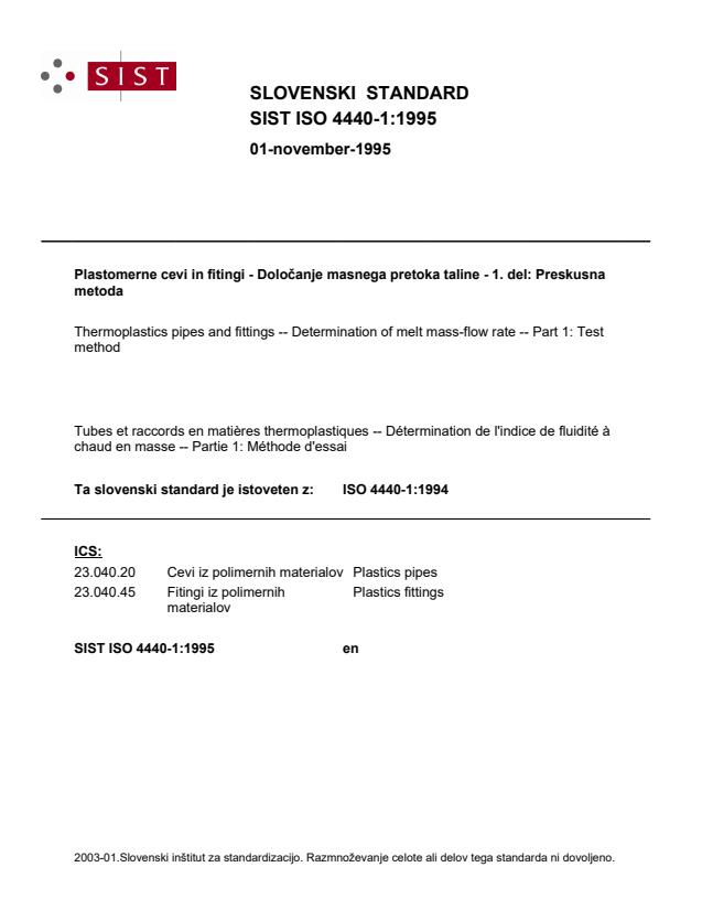 ISO 4440-1:1994 ISO 4440-1:1995 - Page 1 preview