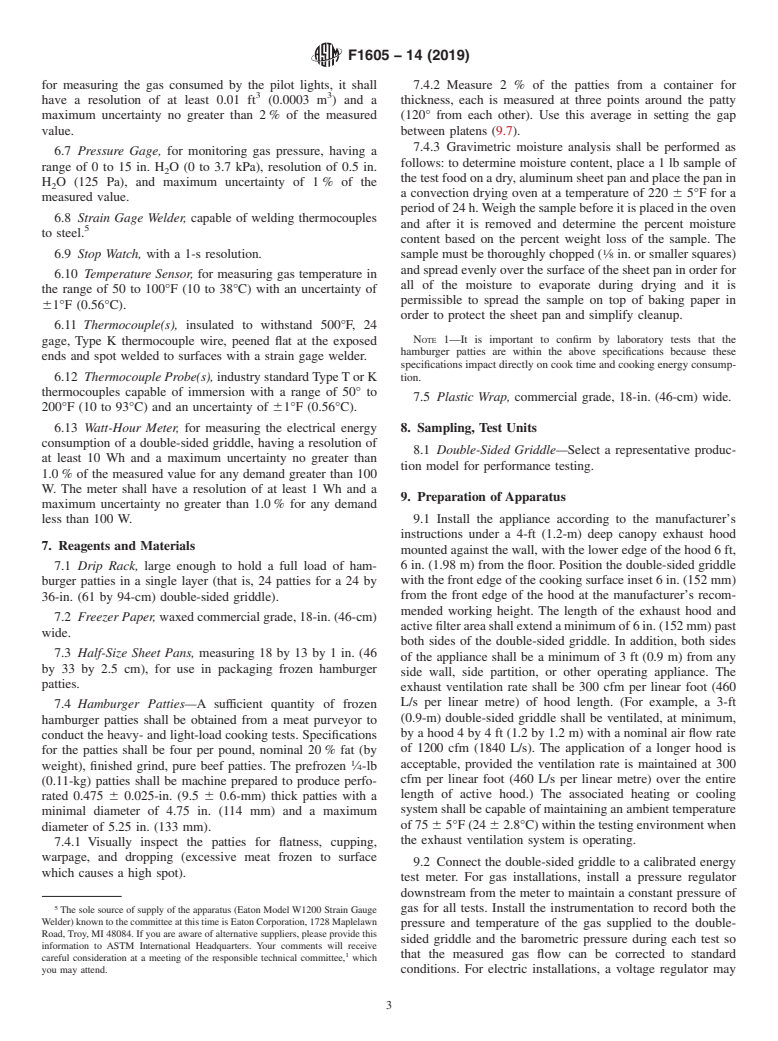 ASTM F1605-14(2019) - Standard Test Method for Performance of Double-Sided Griddles